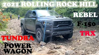 TRX Rebel Power Wagon vs F150 vs Tundra 2021 Compilation Off Road 4x4 Rolling Rock Hill