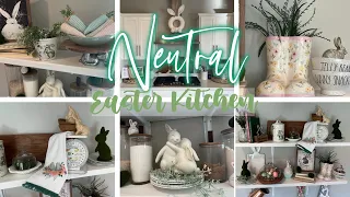 EASTER KITCHEN IDEAS | NEUTRAL EASTER KITCHEN | SHELF DECORATING