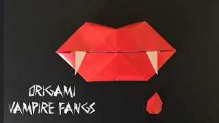 How To Make Origami Halloween Vampire Fangs--Easy Origami Instructions/ DIY Halloween Decorations