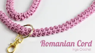 Romanian Cord crochet for bag strap, lanyard, id or key holder, easy tutorial for beginners