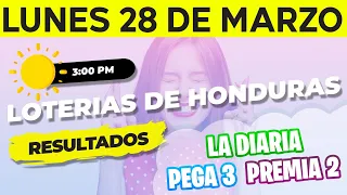 Sorteo 3PM Loto Honduras, La Diaria, Pega 3, Premia 2, Lunes 28 de Marzo del 2022 | Ganador 😱🤑💰💵