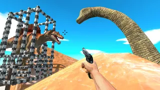 Mountain Parkour and Rescue Spinosaurus Family - Animal Revolt Battle Simulator