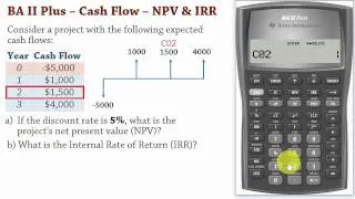 BA II Plus | Cash Flows 1: Net Present Value (NPV) and IRR Calculations - DCF