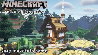 Minecraft Relaxing Longplay - Building a Cozy Mountain Home in the Rain and Sunshine (No Commentary)