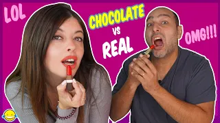 🍫 Chocolate Food vs Real Challenge!! Jordi y Bego de Momentos Divertidos