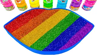 Satisfying Video l How To Make Rainbow Lips Bathtub Mixing Glitter Slime ASMR | By Yoyo Candy