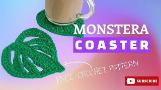 Crochet Monstera Leaf Coaster Tutorial | Crochet Cheese Plant | How to Crochet Free Pattern