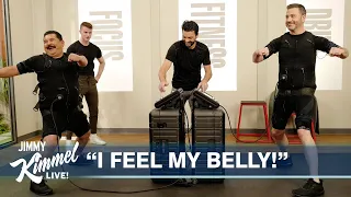 Jimmy Kimmel & Guillermo Do Electric Muscle Stimulation Workout