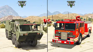 GTA 5 Army Fire Truck VS Normal Fire Truck - Which is Best ? @twin.gaming @GG808 @umbocars