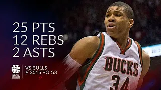 Giannis Antetokounmpo 25 pts 12 rebs 2 asts vs Bulls 2015 PO G3