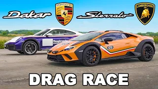 Off-road Lambo v Off-road Porsche: DRAG RACE