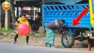 Update Tyre Blast PRANK with Popping balloons | Crazy REACTION with Popping Balloon Prank - So Funny