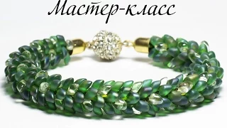 🐉 Bracelet "Green Dragon" - Kumihimo + Magatama / DIY: bracelet "Green Dragon". Kumihimo + Magatama