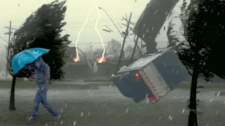 Crazy storm is destroying London! Wind blows people away! (England)