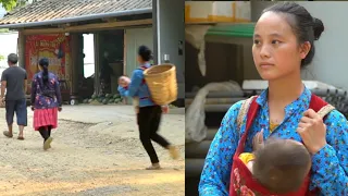 17 Year Old Single Mother -  harvesting cassava to sell at the market - longing to see her parents