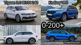 SKODA KODIAQ VRS VS VW TIGUAN 2.0 BiTDI 240 4MOTION ACCELERATION 0-200