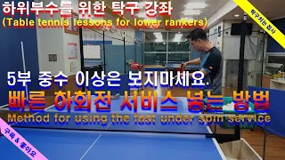 탁구레슨, 빠른 하회전 서비스 넣는 방법(Method for using the fast under spin service )