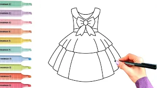 How To Draw Barbie Princess Dress | BARBIE Colouring Pages With Colored Markers| Video for Children💃