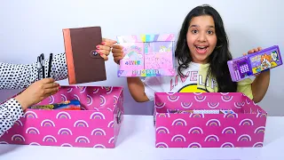 تحدي صندوق الغامض بأغراض المدرسة !! Mystery Box of Back to School Switch-Up Challenge!