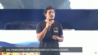 Baste Duterte's speech at thanksgiving party