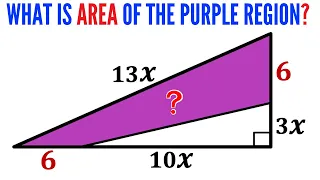 Can you find area of the Purple shaded region in the triangle? | #math #maths