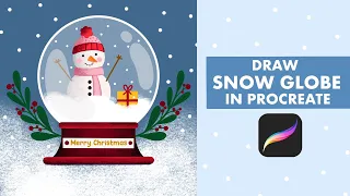 Cute SNOW GLOBE Anyone Can Draw - Easy Procreate Tutorial - Easy Winter Holiday Drawing Tutorial🎄☃️
