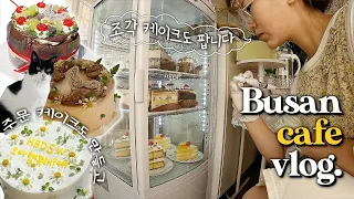 (ENG) 부산 케이크 카페 vlog | 가을한정 보늬밤 케이크🌰,밤고구마 치즈케이크🍠,New 오레오 르뱅쿠키,맘모스크럼블 만들기.