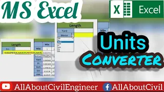 How to Make Units Converter in Excel Sheet | Drop Down List | Easy Way |  All About Civil Engineer