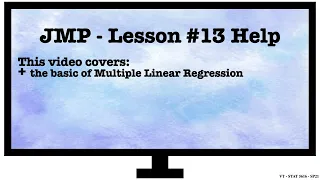 Lesson 13 Multiple Linear Regression - JMP Tutorial