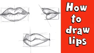 HOW TO DRAW REALISTIC LIPS 3 VIEWS FRONT, SIDE AND 3/4 Step by Step Pencil Drawing Tutorial. Guided