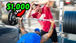 Biggest Bench Press WINS $1,000 vs Muscle Beach!