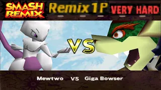 Smash Remix - Classic Mode Remix 1P Gameplay with Mewtwo (VERY HARD)