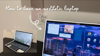 how to make your laptop aesthetic 💌 decorating my laptop with stickers, cute wallpapers, etc.