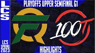 FLY vs 100 Highlights Game 1 | LCS Spring 2023 Playoffs Upper Semifinal | FlyQuest vs 100 Thieves G1