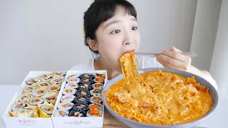 Carbo Fire Glass Noodles🧡Gimbap Real Sounds Mukbang :D