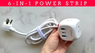 6-in-1 All-in-One Power Strip, 3 AC, 2 USB-A, 1 USB-C. Power Compact Cube | Portable & Convenient