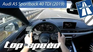 Audi A5 Sportback 40 TDI (2019) on German Autobahn - POV Top Speed Drive