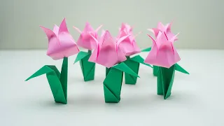 Origami Tulip - How To Make  Origami Tulip - Paper Tulip -  Paper Craft - DIY