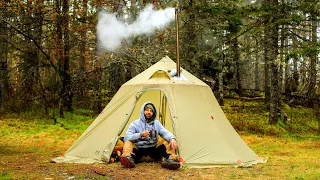 Hot Tent Camping In Rain