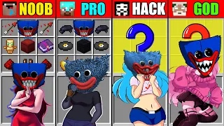 Minecraft NOOB vs PRO vs HACKER vs GOD FNF HUGGY WUGGY POPPY PLAYTIME 2 CRAFTING CHALLENGE GF SKY