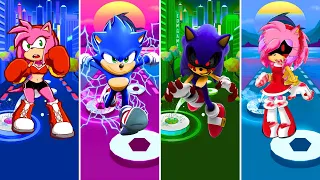Amy Rose vs Sonic vs Sonic EXE vs Amy EXE || Tiles Hop EDM Rush