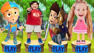 Tag with Ryan vs Blippi Adventure Run vs Love Diana Pet Dash vs Paw Patrol Chase - Run Gameplay