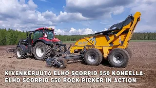 Kivenkeruuta ELHO Scorpio 550 koneella | ELHO Scorpio 550 Rock Picker with Valtra T144