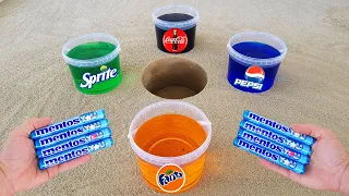 Coca Cola, Pepsi, Fanta, Sprite and Mentos Buckets in the Underground
