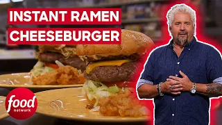 Guy Fieri's Cheeseburger Challenge With A "Slide" Twist | Guy's Grocery Games