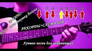 Лучшие песни для начинающих ● Кино - Когда твоя девушка больна (УРОК на гитаре: АККОРДЫ + схема боя)