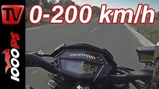 0-200km/h | Kawasaki Z1000 2014 | Aceleración | Acceleration video