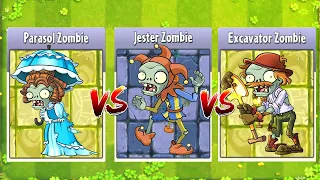 Excavator VS Parasol VS Jester Zombie - PvZ 2 Zombie Battlez