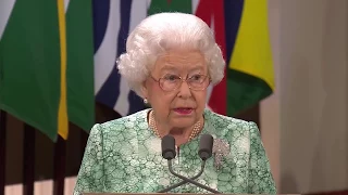 Her Majesty The Queen delivers her speech at the formal opening of CHOGM 2018