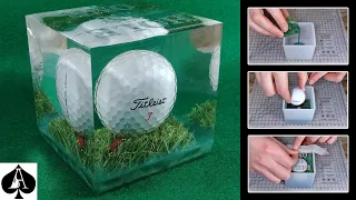 How to Make a Hole-in-One Golf Ball Trophy Paperweight Cube from Epoxy Resin | DIY | Tutorial